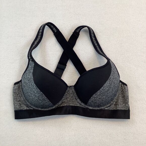 Secret Possessions Bra‎ Women’s Size 34B Black Gray Underwire Push Up Crossback - Picture 1 of 9